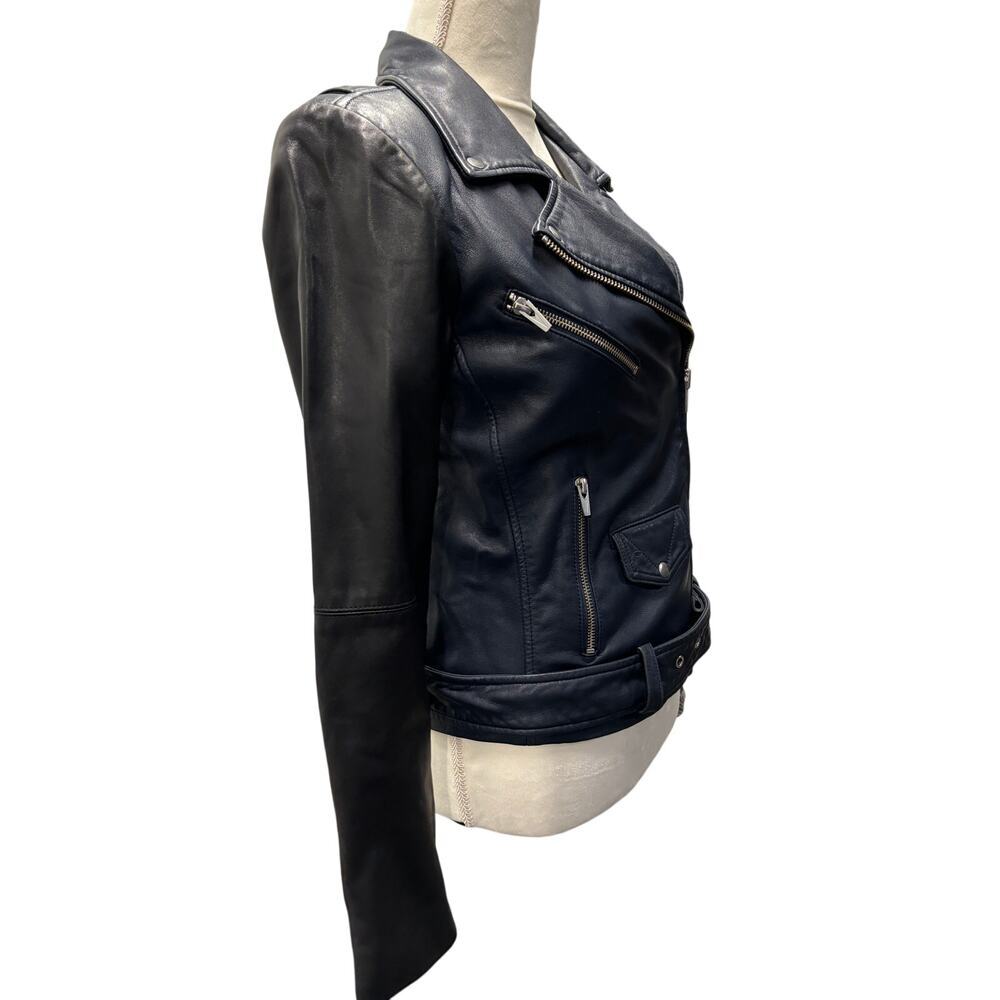 Veda Jayne Lambskin Snake-Print Moto Jacket Size S - Picture 9 of 10